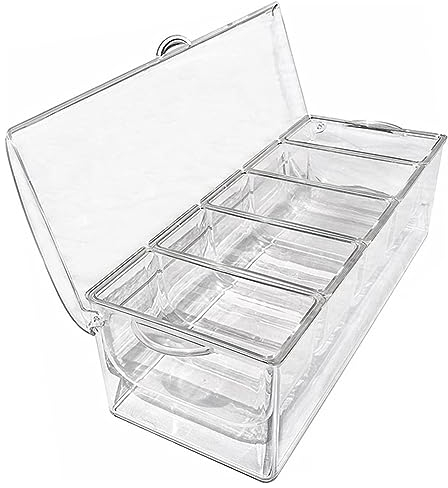 Kahdsvby Bandeja de frutas y verduras Contenedor de de frutas y verduras con tapa, contenedor de ingredientes de plástico, caja de ingredientes, 5 compartimentos, contenedor lateral