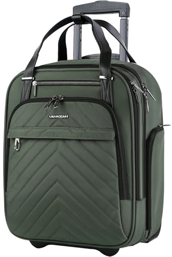 VANKEAN Rollable Laptop Bag Underseat Travel Backpack with Wheels 16” Green