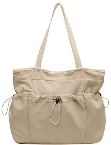 JUCHRZEY Damen-Einkaufstasche mit Kordelzug, mehrere Taschen, Nylon-Umhängetasche, große Kapazität, Unterarmtasche, Achselhöhlen-Hobo-Tasche, Pendlertasche
