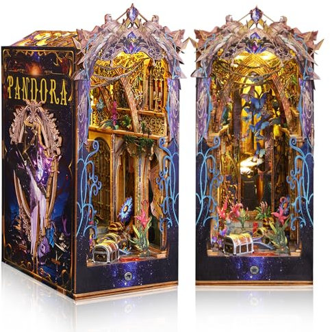 Kit DIY Book Nook, Casa delle Bambole in Miniatura con Lampada a LED con Sensore e mini scatola musicale, Puzzle 3D in Legno Kit Booknook Decorativo, Kit di Modelli per Adolescenti e Adulti