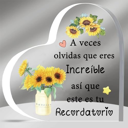 HZBLAZ Placas Acrílicas Inspirador Regalo Graduación Hijo Hija Amigas Cumpleaños Fomentar Recuerdos Navidad Familias Primo Jubilación Mujeres Hombres Girasoles A Veces Olvidas Que Eres Increíble