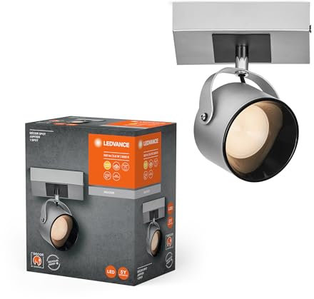LEDVANCE DECOR SPOT JUPITER, 5,8W, 185lm, silber, Spotleuchte, verstellbare Köpfe, vielseitig anwendbar, Innenraumspot, warmweiße Lichtfarbe, hochwertige Optik, einfache Montage
