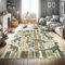 ABAKUHAUS Dinosaurier Dekorativer Teppich, Blätter Jurassic Tiere, Hochwertiger Flächenteppich für Schlafzimmer und Wohnzimmer, 69x114 cm, Laurel Grün Teal