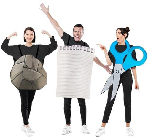 3 Stück Papier Schere Kostüm Set Halloween Karneval Party Cosplay Outfits Lustiges Gruppenkostüm Erwachsene Comedy Requisiten
