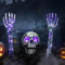 Joellfuner Halloween Leuchtende Skelett Totenkopf Set, 2 Hände 1 Schädel, Halloween Deko LED Die Leuchtend Skelett für eine Horror Atmosphäre, Bealistisches Gruseliges Skelett für Halloween (Violett)