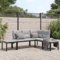 Keyroto 4-TLG. Balkon Sofa Lounge Sofa Lounge Loungemöbel Gartenmöbel Terrassenmöbel Balkonmöbel Gartenlounge Gartenlounge Set mit Kissen Schwarz Stahl