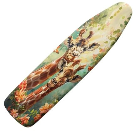 KUIFORTI Lustiger Bügelbrettbezug und Polster mit Giraffen-Druck, dicke Polsterung, Bügelbrettbezug, Zubehör, Ersatz-Tischdecken mit elastischem Rand