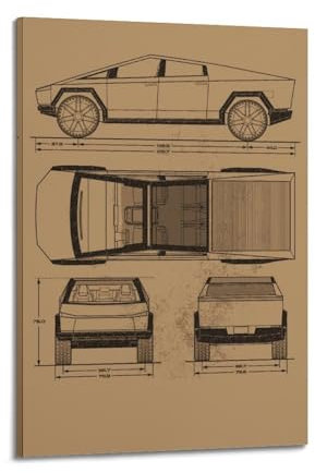 ZLQYHW Luxus-Auto-Poster, Cybertruck, Blaudruck, dekorative Leinwand, Familie, Schlafzimmer, Kunstwerk, Bild, Gemälde, 20 x 30 cm