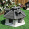 Mucola Vogelfutterhaus 6-eckig Vogelhaus 48cm | Bitumschindeln und Futterspender | Vogelvilla Vogelhäuser Futtersilo Vogelfutterstation Vogelhütte