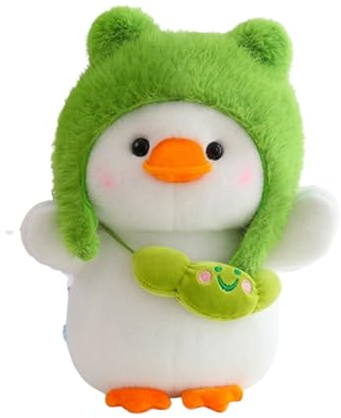 Kuscheltier Ente Puppe Stofftier Kissen Plüschtie Ente, zum Spielen und Kuscheln, Weiches Schmusetier für Mädchen, Jungen, Babys (24 cm,weiß)