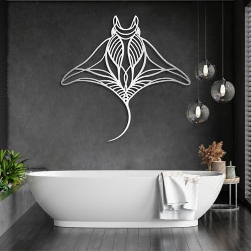 Manta-Rochen-Wanddekoration aus Metall, Manta-Rochen-Wandkunst aus Metall, Tiefseetier-Wandkunst aus Metall, Manta-Rochen-Kunst-Wanddekoration, Hai-Wandkunst, Manta-Rochen, Wandbehang für Wohnzimmer u