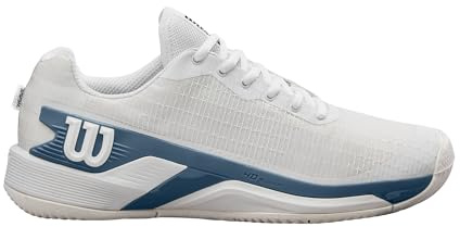 Wilson Zapatillas de Tenis para Hombre Rush Pro Extra Duty, Estabilidad ProWeave y Almohadillas de Arrastre Duraderas, Todas Las Superficies, Color: Blanco/Azul China/Abedul Plateado, Talla: 10