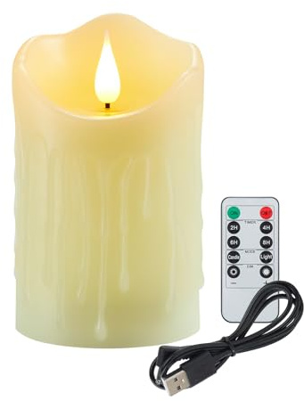 Koelaa Wiederaufladbare LED-Kerze mit USB-Aufladung, Realistischer 3D-Flammeneffekt – Rauchfreie Batteriebetriebene Kerzen für Weihnachten, Adventszeit, Hochzeit, Party und Tischdeko-7.5 * 10cm