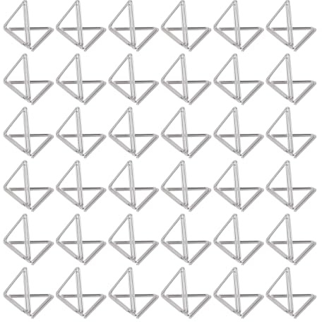 QUARKZMAN 36 Stück Dreieckige Tischkartenhalter 24 x 24 MM Silber | Menükartenhalter Kartenhalter Kartenständer Bildhalter Mini Platzkartenhalter, Kohlenstoffstahl, Für Hochzeiten
