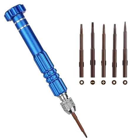 Mini Tournevis 5 En 1 Bleu,Brillen Schraubenzieher,Mini Schraubendreher,Kleiner Schraubenzieher,Mini Tournevis 5 En 1 Pour Lunettes, Pour Montre Électronique, Lunettes, Ordinateurs Portables