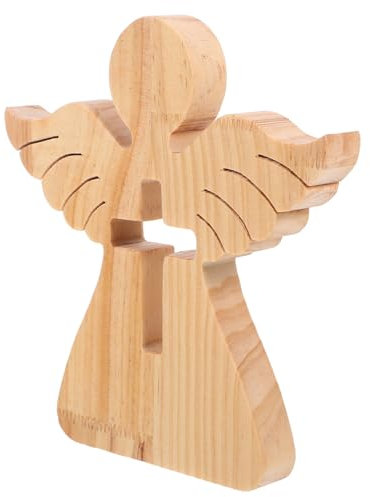 Cabilock Holz Engel Statue Handwerk Engel Figur Home Decor Junge/mädchen Taufe