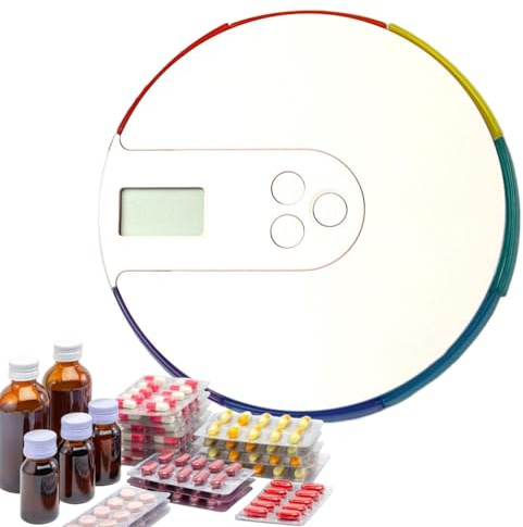 Pillenspender mit Alarm, Pillendose mit Alarm - Zeitgesteuerter Pillenspender für Senioren | Bis zu 4 Alarme/Tag, 7-Tage-Tablet-Speicherbox, gra