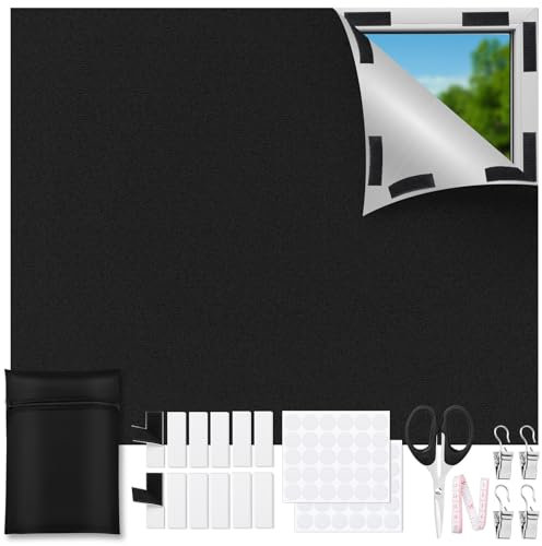 LAMITOCS Juegos de Tela Opaca, 300 x 148 cm, Estor Opaco sin Necesidad de taladrar, portátil, Tela oscurecimiento para Ventanas de Techo, Cortinas de protección Solar con Capa Aislante térmico para