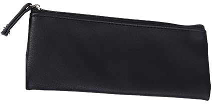 HOMSFOU Federmäppchen aus Pu Leder für Freunde, Schwarz, Minimalistisch