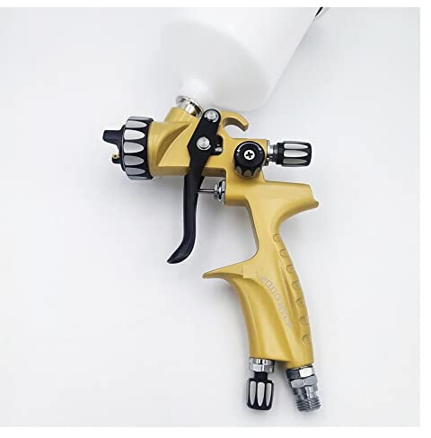 Hochdruckreiniger, HVLP Auto-Farbspritzpistole 1,3 mm Auto-Heimindustrie-Sprühfarbe-Werkzeuge Manuelle Niederdruck-Spritzpistole Becherkapazität 600 ml(Gold)