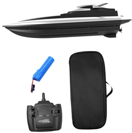 SOPOTUTU Bateau Jouet Télécommandé De Course Électrique Noir Double Hélice Grosse Autonomie Jouet pour Garçon Et Filles Activités De Plein Air Et Plage