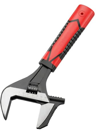Kuntesetty Badezimmer Schraubenschlüssel Verstellbarer Maulschlüssel Multifunktion Werkzeug mit Breiter Öffnung Ergonomischer Griff Hochfestes Kohlenstoffstahl, 65 Mm Öffnung