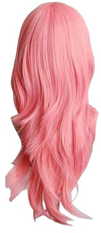 TOPINCN Modische Lange Lockige Gewellte Perücke für Damen, Synthetische Perücke für Halloween-Party, Hitzebeständiges Cosplay-Kostüm (Rosa)