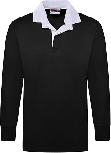 New Model UK Men’s Plain Rugby Long Sleeve T-Shirt | Casual Sports Top | Sizes S–5XL | Multi-Colour