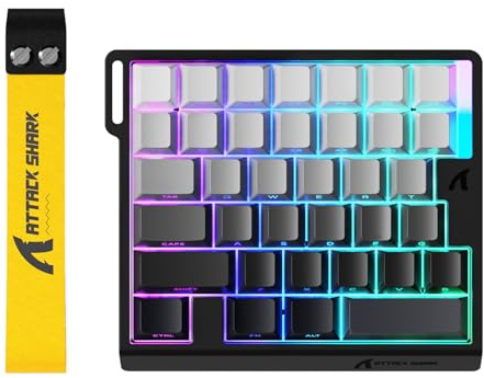 ATTACK SHARK M36 HE Clavier Gaming Une Main interrupteurs magnétiques, 8000Hz, RT 0,01mm, Amortissement 5 Couches Son HiFi, 128K, Latence 0,125ms, Clavier RGB Filaire Portable (Noir Gris)