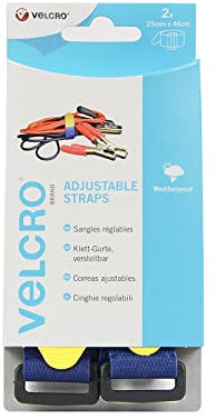 Velcro, VEL-EC60327 - 2 cinghie regolabili in velcro 25mm x 46 cm, blu