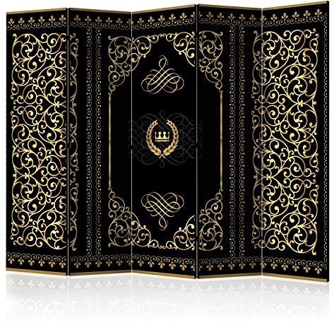 murando Raumteiler Mandala Ornament Oriental Foto Paravent 225x172 cm beidseitig auf Vlies-Leinwand Bedruckt Trennwand Spanische Wand Sichtschutz Raumtrenner schwarz Gold f-A-0126-z-c
