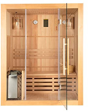 HOME DELUXE - Sauna traditionnel - Skyline L - 120 x 150 x 190 cm - pour 2-3 personnes, hemlock, poêle et accessoires inclus I Sauna à vapeur Sauna à infusion Sauna finlandais Sauna bio