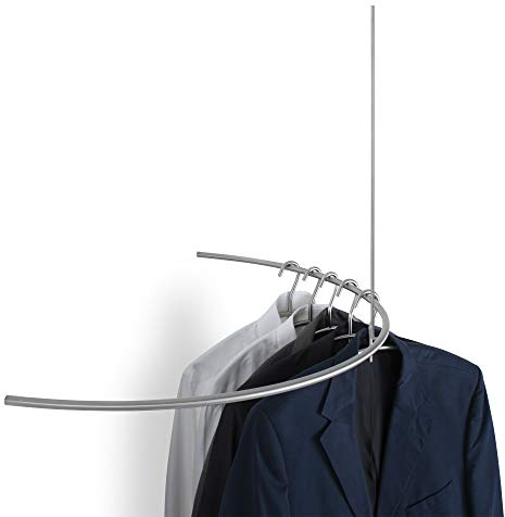 PHOS Design, G400HD, halbkreisförmige Wandgarderobe mit Deckenbefestigung, Breite 80 cm, 40 cm Höhe - auf Wunsch länger, geschliffener Edelstahl, gebogene Kleiderstange, Flurgarderobe rund