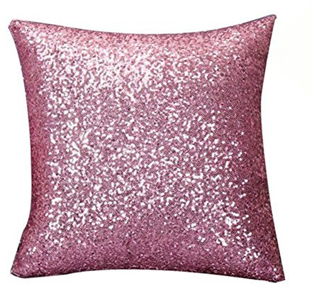 Rosennie Solid Color Glitter Pailletten Dekokissen Fall Cafe Home Decor 40cm*40cm Kissenbezüge (Himmel Blau) (Rosa)