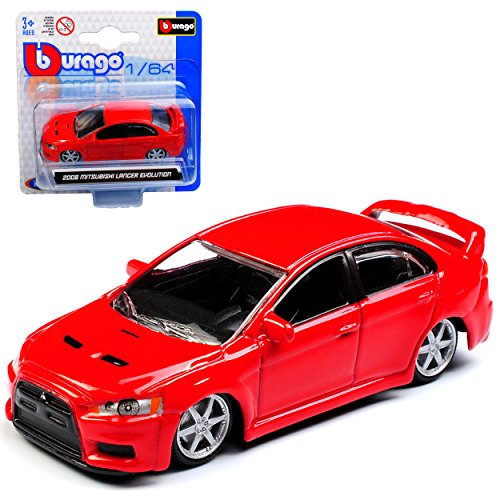 Bburago Mitsubishi Lancer Evolution Evo X Limousine Rot CY0 2007-2017 1/64 Modell Auto mit individiuellem Wunschkennzeichen