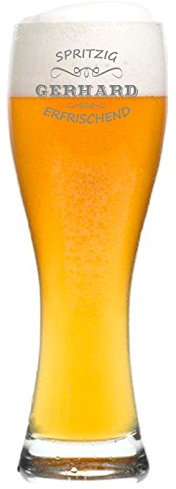 laser-diele Leonardo Weizenglas mit Name - Geschenkidee zum Geburtstag – Personalisiertes Bierglas mit Gravur - Geschenk für Mann - Vatertagsgeschenk - Spritzig Erfrischend