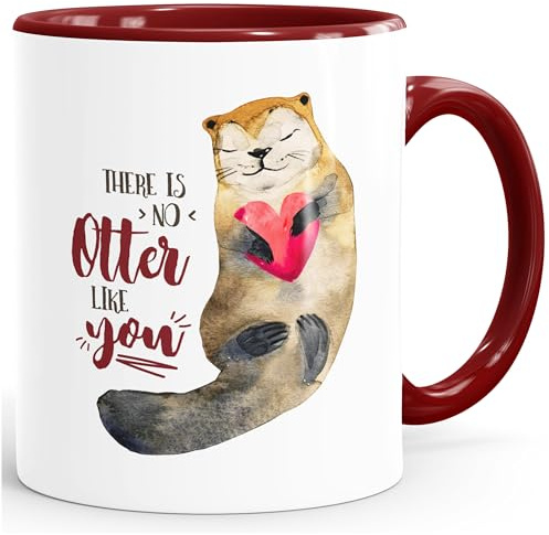 MoonWorks Kaffee-Tasse There is no otter like you Liebe Spruch Geschenk-Tasse Love Quote lustig verliebt Freund Freundin Bordeauxrot unisize