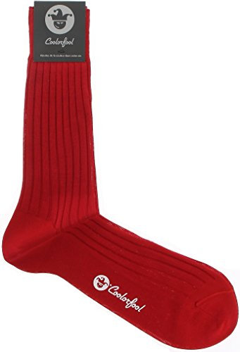 Coolorfool Calzini filo di Scozia di lusso da uomo e da donna - 100% cotone pregiato rosso T41/42