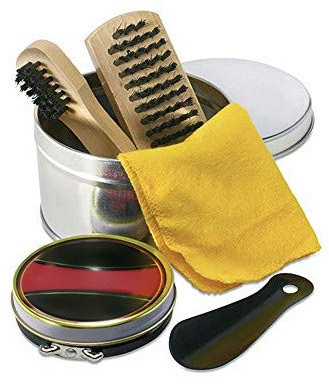 Shoe Shine Kit in a Tin - Travel Polish Polishing Care Cleaning Set