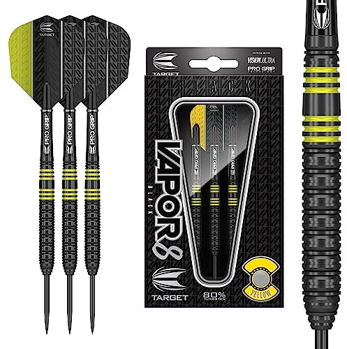 Target Darts Vapor 8 Schwarz Gelbes 24G Steeldarts Dartpfeile-Set