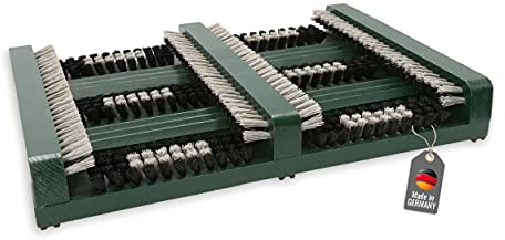 Lantelme Schuhabstreifer Holz für Innen Außen 36x27cm | Schuhabtreter rutschfest mit Kunstborsten für effektive Schuhreinigung für Aussenbereich und Innenbereich | Schmutzfangmatte Fussabtreter Grün