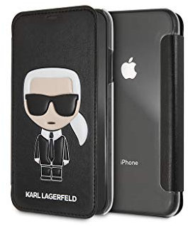 Karl Lagerfeld KLFLBKI61IKPUBK Ikonik Book Case Black für iPhone XR
