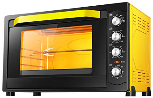 oven 80l Large Capacity Multi-Function Countertop Oven, 2200W, 80 Liters, Non-stick, Tempered Glass, Knob Control, Yellow