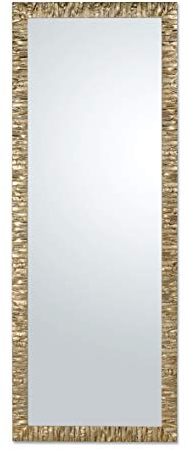 MO.WA Spiegel Wandspiegel Ganzkörperspiegel Lehnspiegel Modern Holzrahmen cm. 55x145 Vertikal und Quer, Finitur Silber Champagne. Flurspiegel Garderobespiegel