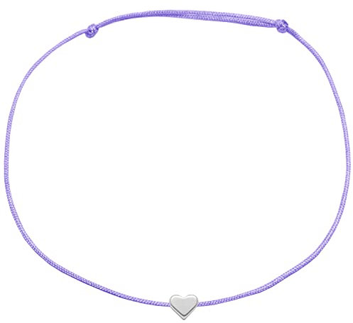 Selfmade Jewelry Bracelet de cheville femme coeur argent bracelet de cheville réglable avec coeurs fait à la main avec emballage cadeau (Violet Lavande 21cm)