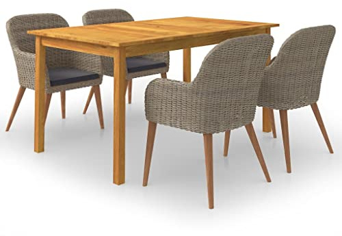 vidaXL Gartenmöbel Set 5-TLG. Sitzgruppe Gartengarnitur Sitzgarnitur Gartenset Tisch Stühle Sessel Gartensessel Gartentisch Esstisch Braun