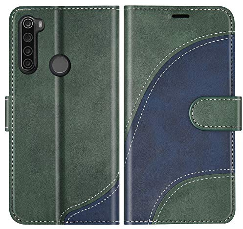 BoxTii Coque pour Xiaomi Redmi Note 8T, Portefeuille Etui en Cuir PU, Magnétique Protection Housse Coque pour Xiaomi Redmi Note 8T, Vert