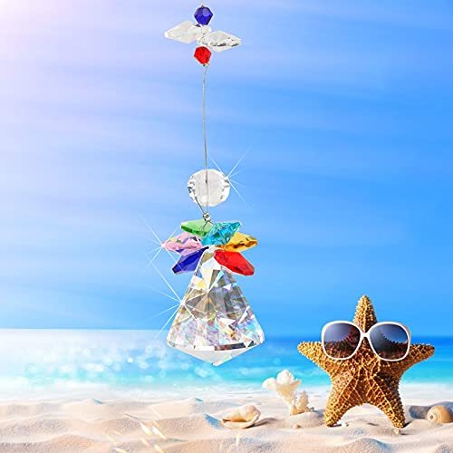TGFIX Kristall Schutzengel Anhängen Sonnenfänger Regenbogenhersteller Deko Suncatcher Engel Feng Shui Prismen Hänge-Ornament für Fenster Büro Garten Geburtstag Hochzeit Geschenk