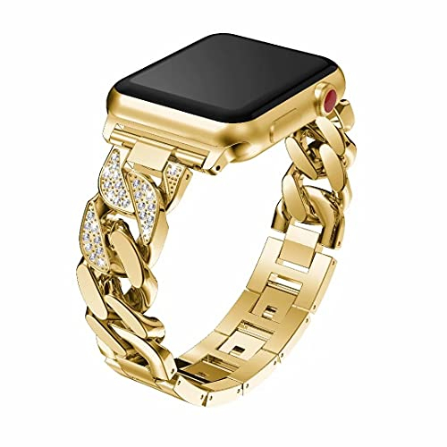 Compatible avec Bracelet Apple Watch Serie 7 41mm Femme, Acier Inoxydable Bracelet de Remplacement Paillettes Diamant Strass Sangles de Montre Watchband Compatible avec 38mm/40mm SE Serie 6/5/4/3/2/1