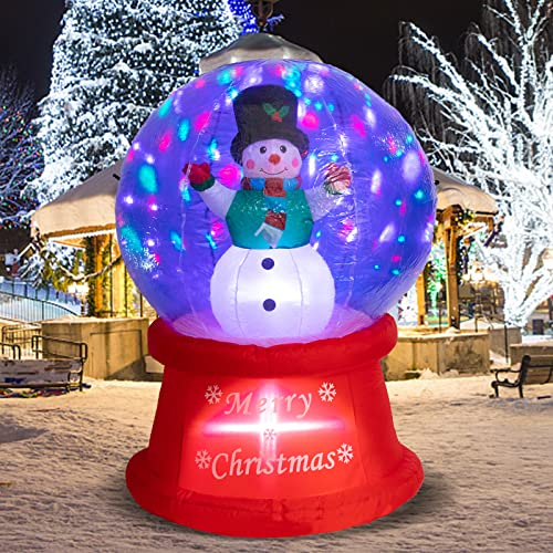 Aufblasbare Weihnachtsdekoration, 1,5 m, Schneemann in Schneekugel mit rotierenden LED-Lichtern, Weihnachtsdekoration, für Urlaub, Party, Weihnachten, Hof, Garten